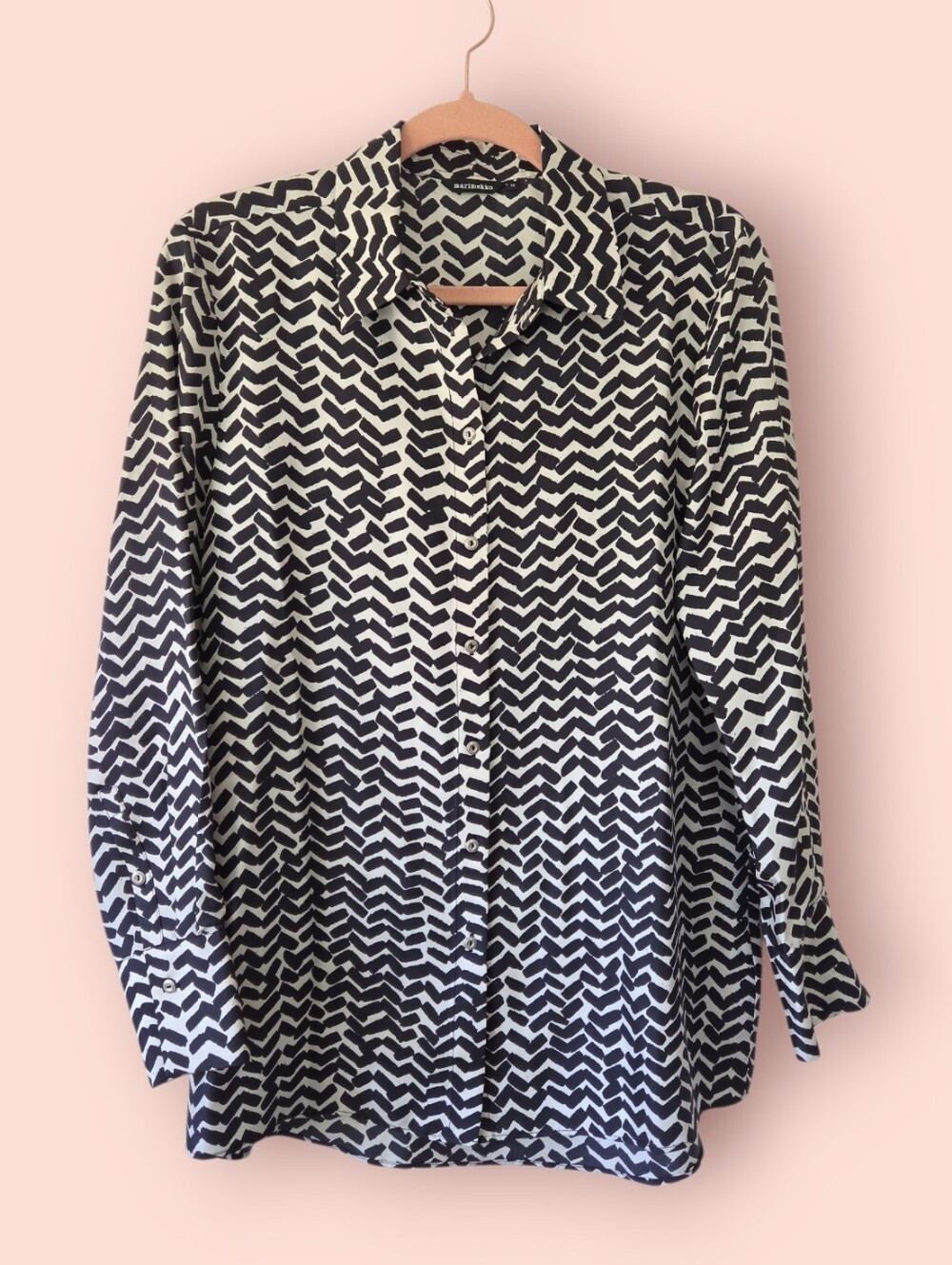 Marimekko Silk Minea Sash Stripe Shirt Size S